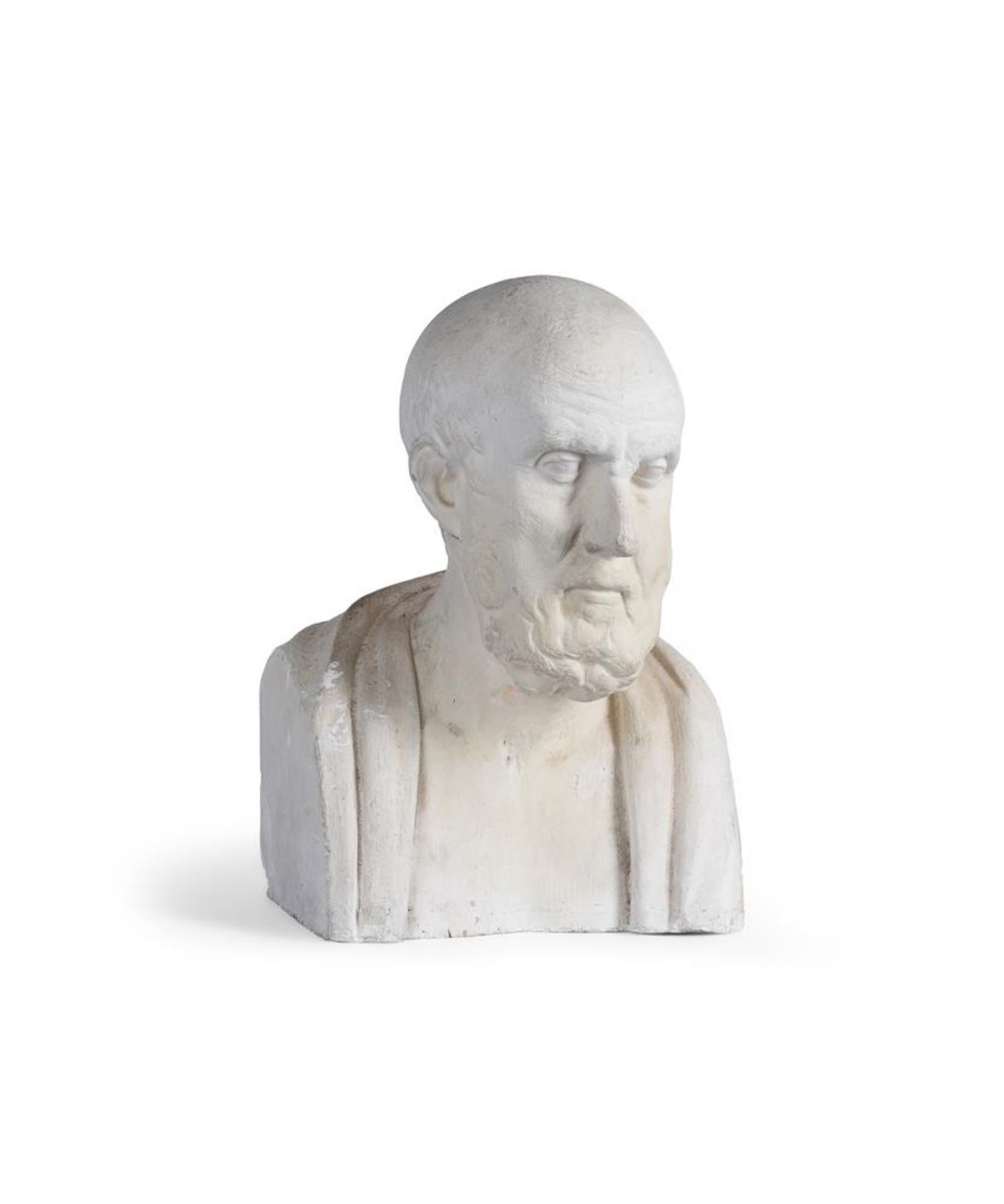 AFTER THE ANTIQUE, A PLASTER BUST OF THE PHILOSOPHER CHRYSIPPUS OF SOLI, 19TH CENTURY