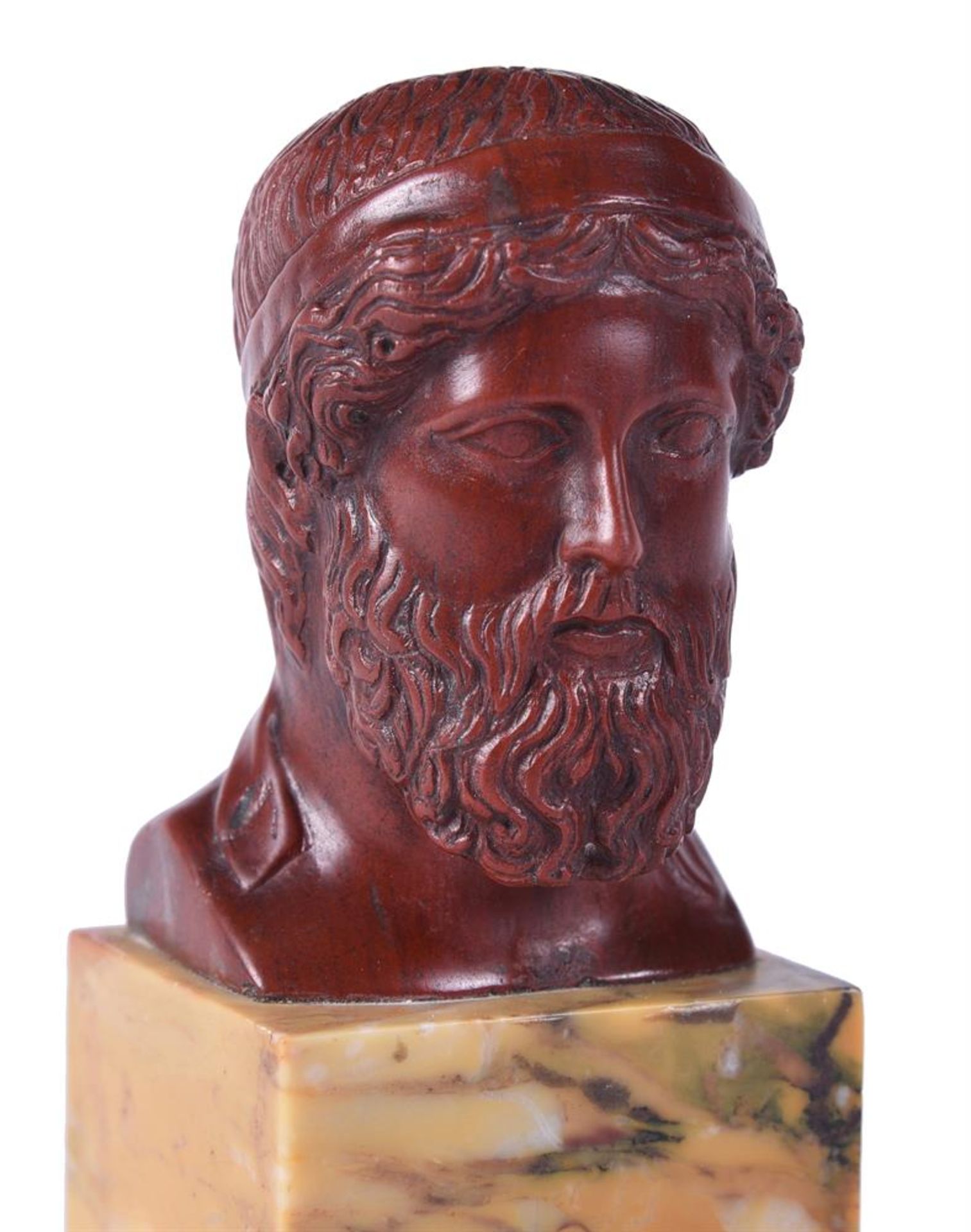 AFTER THE ANTIQUE, A 'GRAND TOUR' STYLE ROSSO ANTICO BUST OF PLATO, PROBABLY 20TH CENTURY - Image 4 of 4