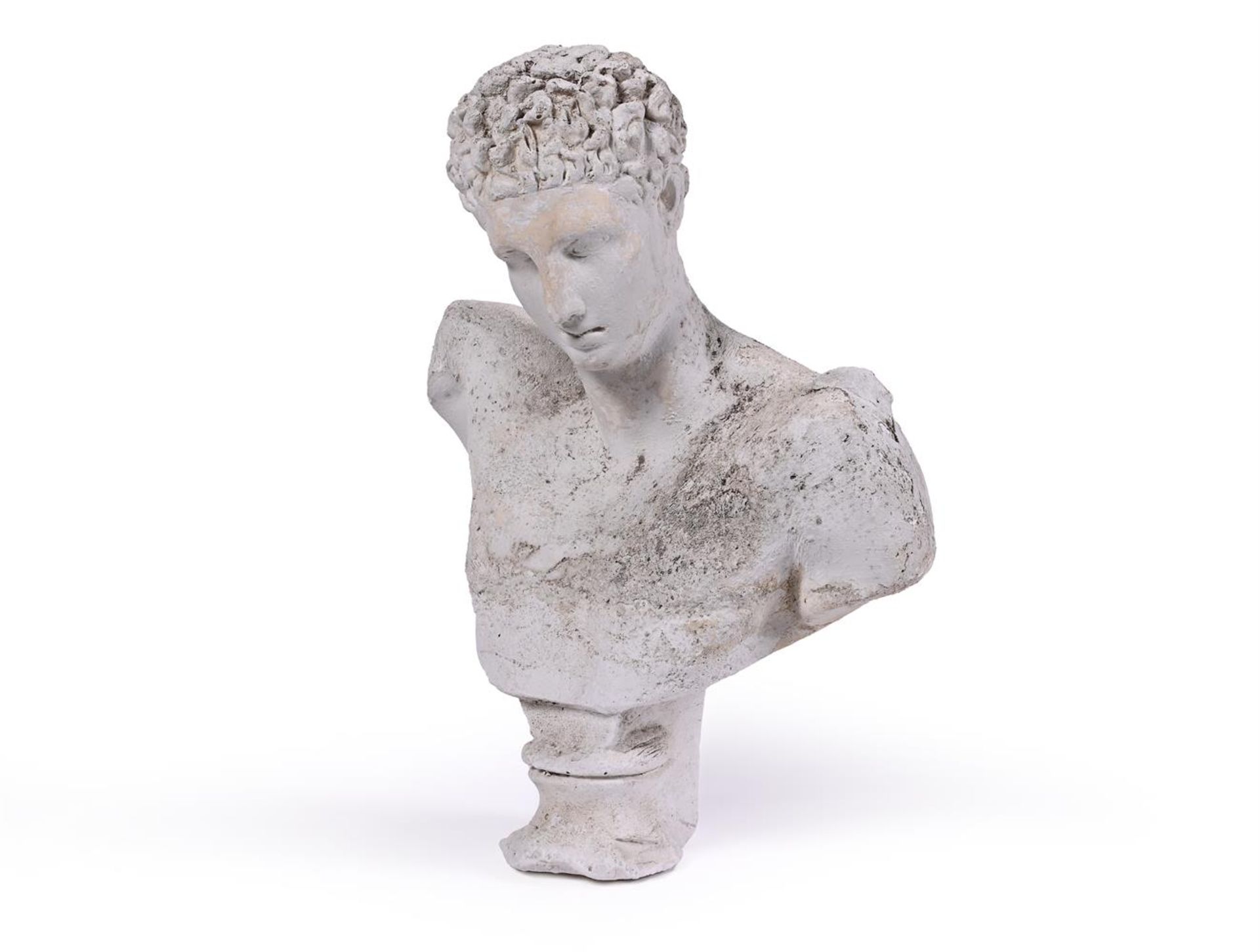 A WEATHERED PLASTER BUST OF HERMES, 19TH CENTURY - Image 2 of 5