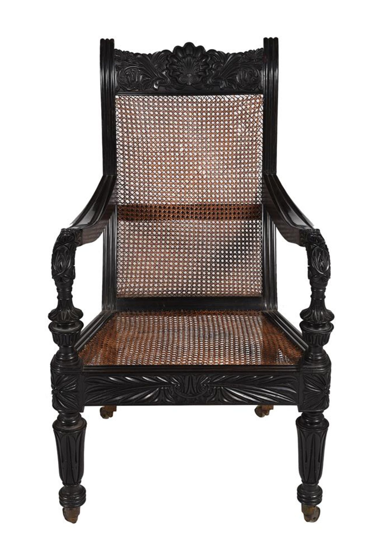 Y A NEAR PAIR OF ANGLO INDIAN CARVED EBONY ARMCHAIRS, MID 19TH CENTURY - Image 9 of 9