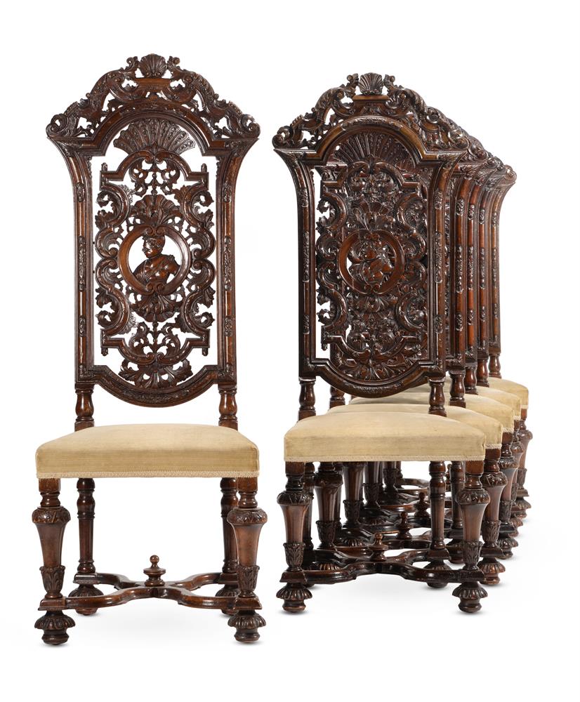 A SET OF TWELVE WALNUT CHAIRS, IN 17TH CENTURY STYLE, LATE 19TH/EARLY 20TH CENTURY - Image 2 of 6