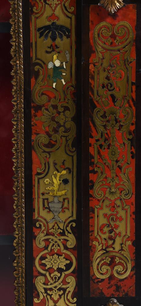 Y A PAIR OF NAPOLEON III GILT METAL MOUNTED, EBONISED, TORTOISESHELL AND BRASS MARQUETRY PIER CABINE - Image 4 of 6