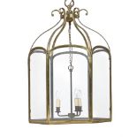 A GILT BRASS AND METAL HALL LANTERN IN REGENCY STYLE