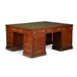 A VICTORIAN MAHOGANY FOUR PEDESTAL DESK, CIRCA 1890