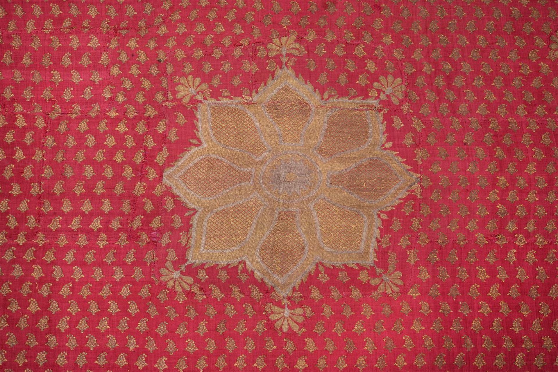 AN INDIAN EMBROIDERY PANEL, 19TH CENTURY, IN THE 18TH CENTURY MOGUL STYLE - Image 2 of 3