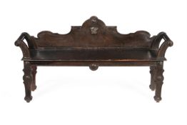 AN EARLY VICTORIAN PAINTED HALL BENCH, IN THE MANNER OF RICHARD BRIDGENS, MID 19TH CENTURY