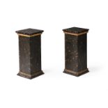 A PAIR OF WOOD PEDESTALS PAINTED TO SIMULATE MARBLE, LATE 19TH/EARLY 20TH CENTURY