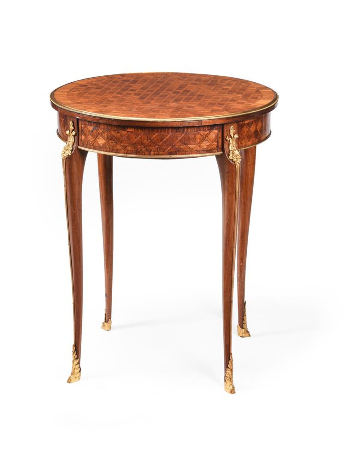 Y A FRENCH KINGWOOD PARQUETRY AND ORMOLU MOUNTED GUERIDON, SECOND HALF 19TH CENTURY