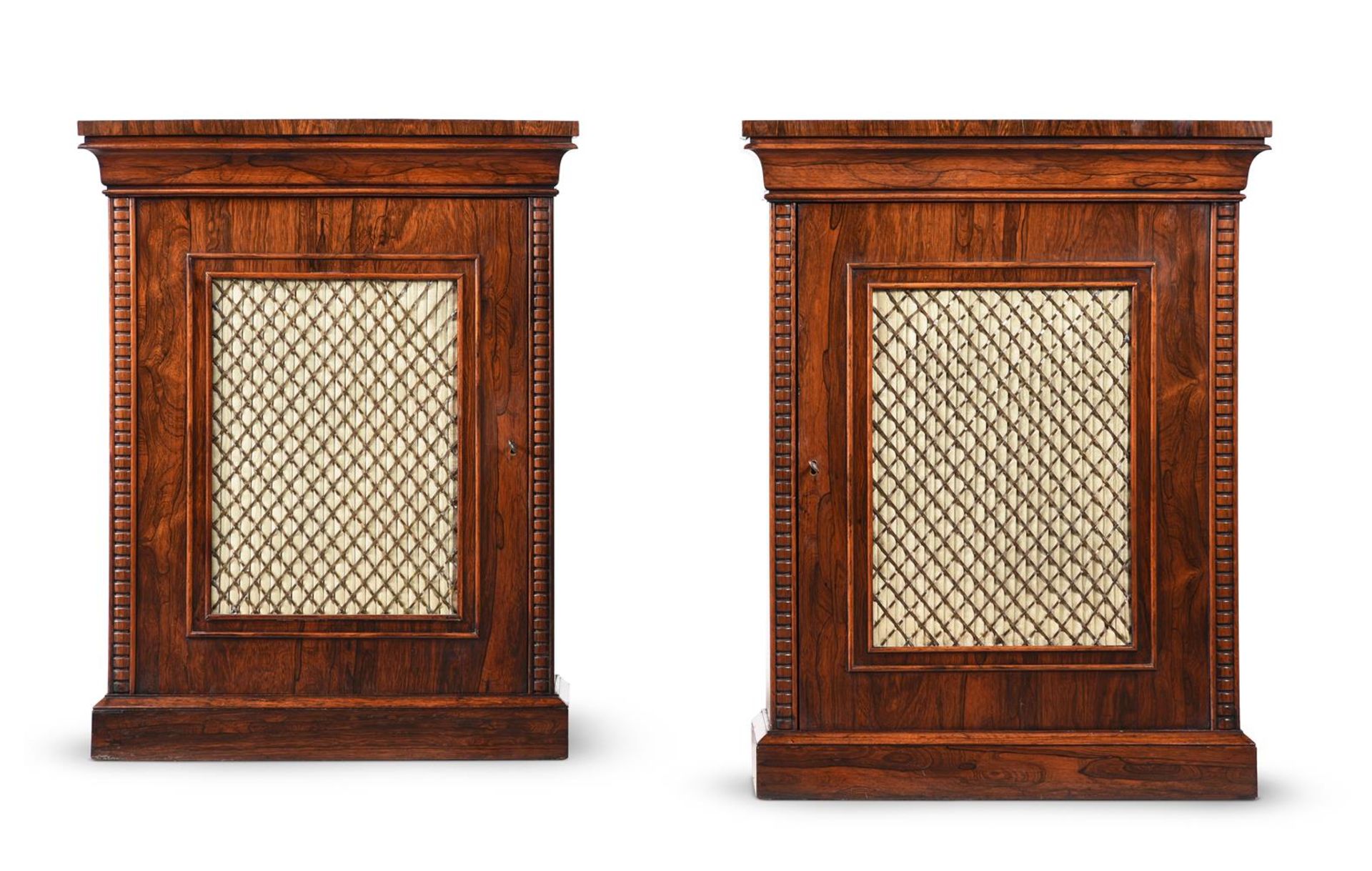 Y A PAIR OF WILLIAM IV ROSEWOOD SIDE CABINETS, CIRCA 1835