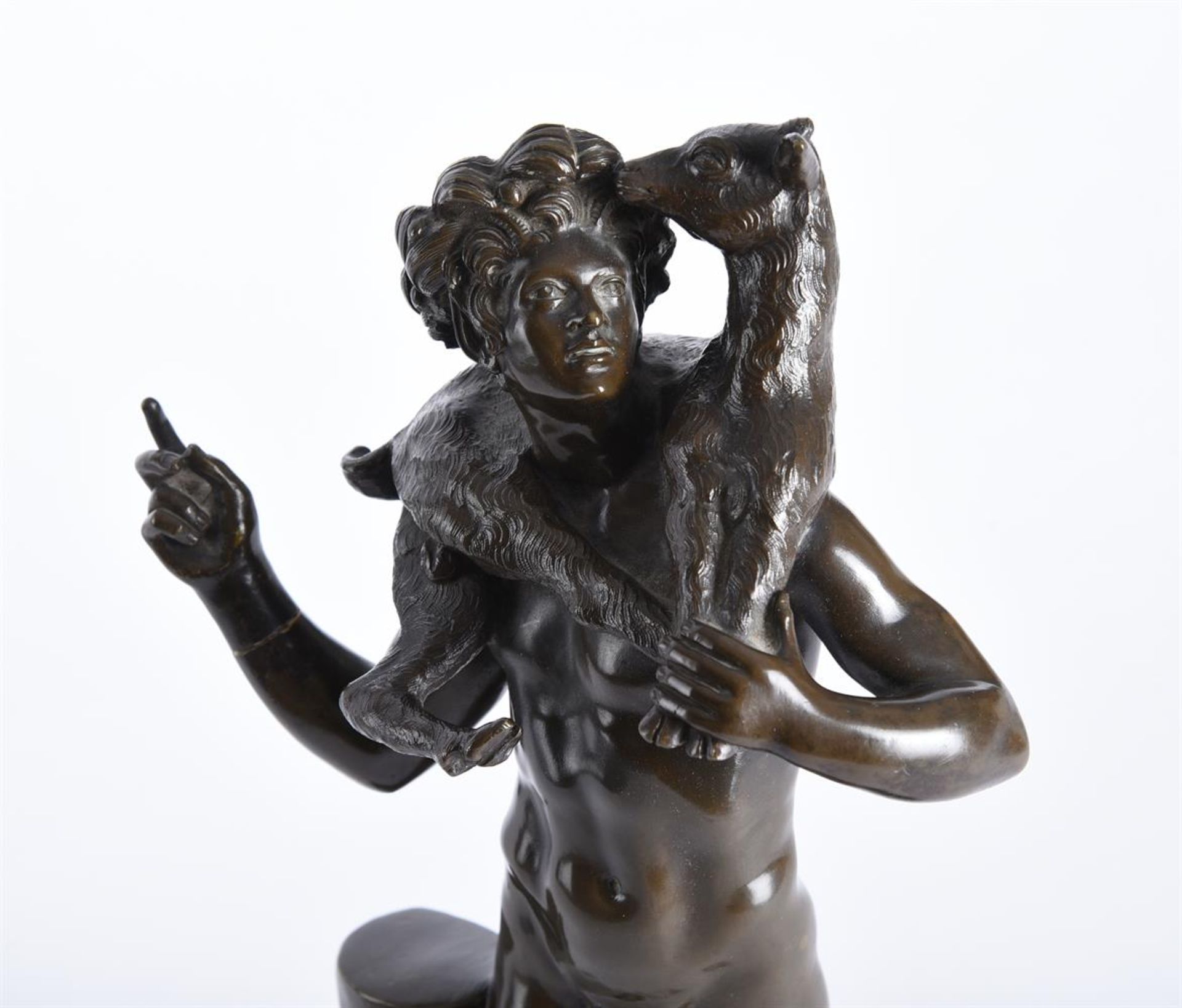 AFTER THE ANTIQUE, A BRONZE FIGURE OF A BACCHIC SHEPHERD, LATE 19TH CENTURY, ITALIAN - Image 2 of 4