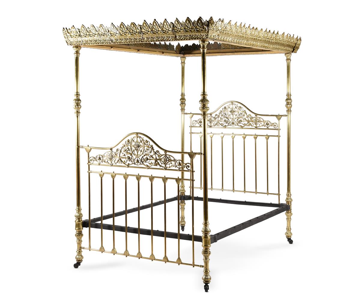 A VICTORIAN GILT BRASS FOUR POST BED, CIRCA 1873 - Image 2 of 10