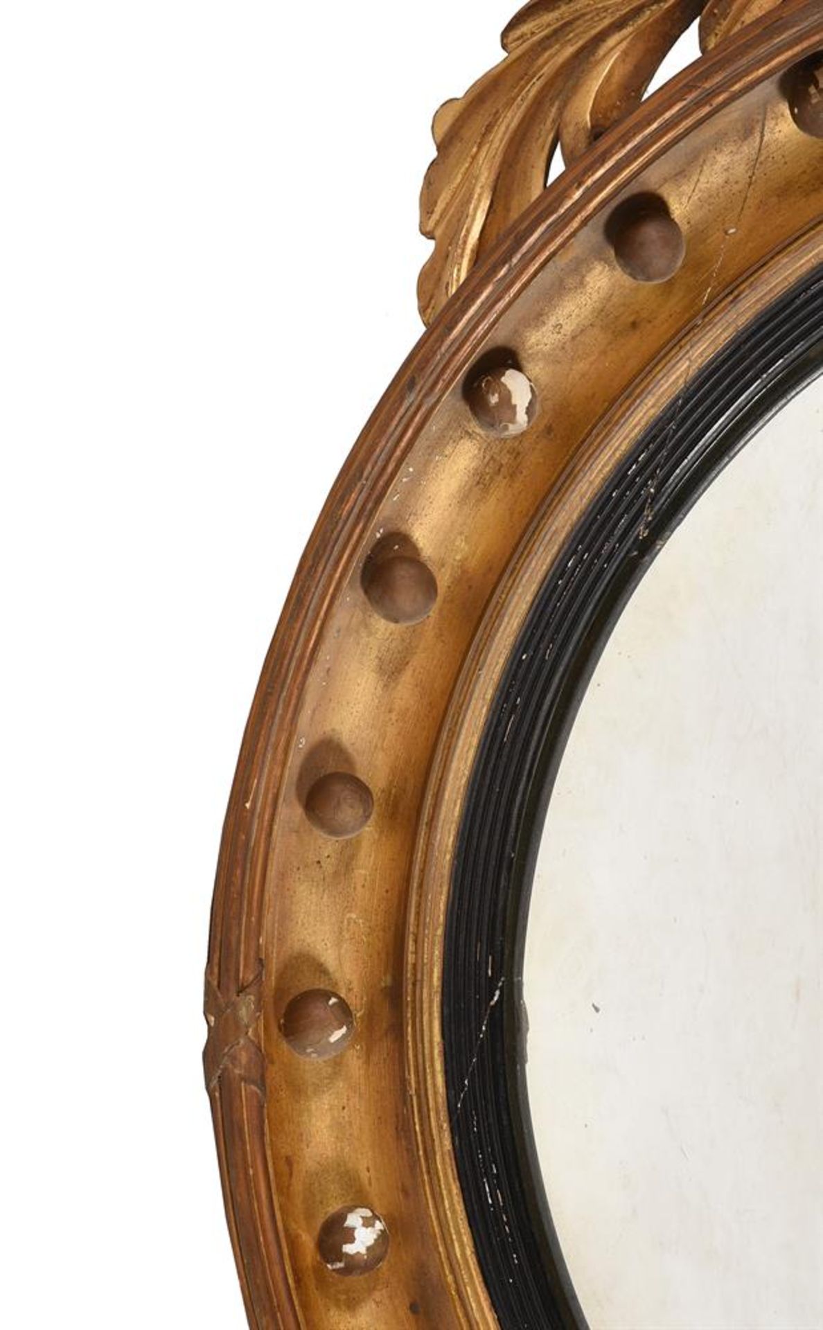 A LARGE REGENCY CARVED GILTWOOD CONVEX WALL MIRROR, IN THE MANNER OF THOMAS FENTHAM, CIRCA 1815 - Image 5 of 6