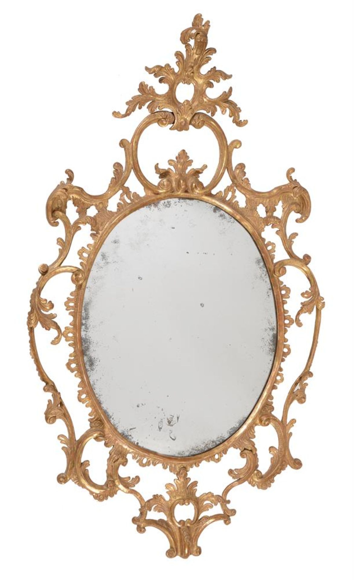 A GEORGE III CARVED GILTWOOD OVAL MIRROR, CIRCA 1765 - Image 2 of 5