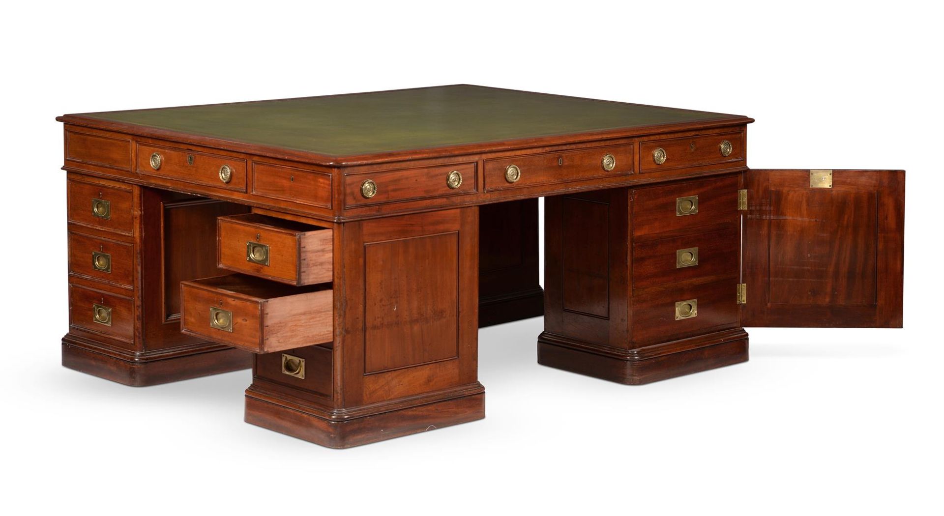 A VICTORIAN MAHOGANY FOUR PEDESTAL DESK, CIRCA 1890 - Image 3 of 4