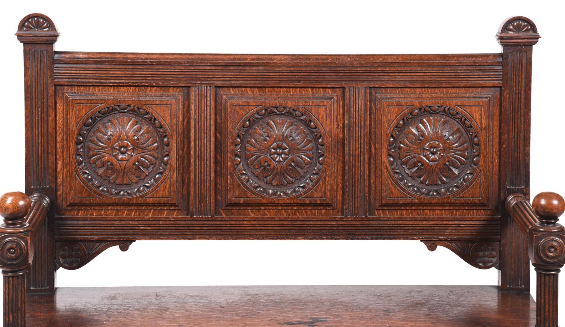 A VICTORIAN OAK BENCH, SECOND HALF 19TH CENTURY - Image 3 of 5