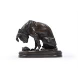 ALFRED JACQUEMART (FRENCH, 1824-1896), BRONZE FIGURE OF 'THE HOUND AND TORTOISE'