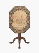 A GEORGE III MAHOGANY AND TAPESTRY TRIPOD TABLE