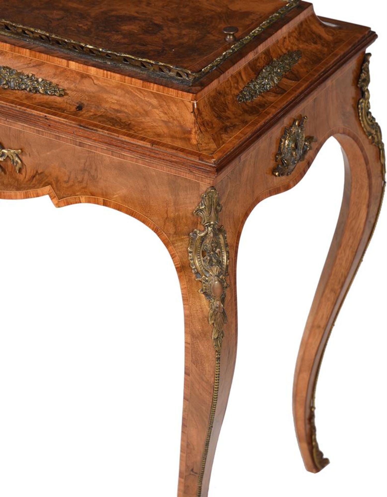 A FRENCH WALNUT AND GILT METAL MOUNTED JARDINIERE - Image 2 of 2