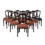 A SET OF NINE MAHOGANY DINING CHAIRS IN GEORGE III STYLE