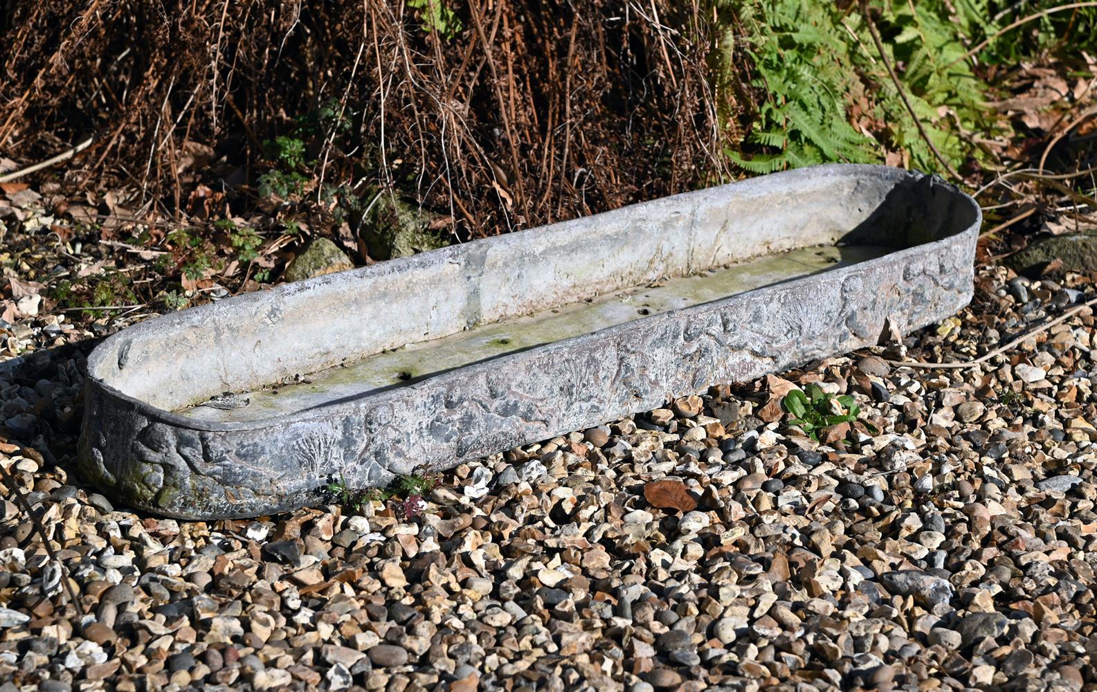 A LEAD SHALLOW OVAL PLANTER