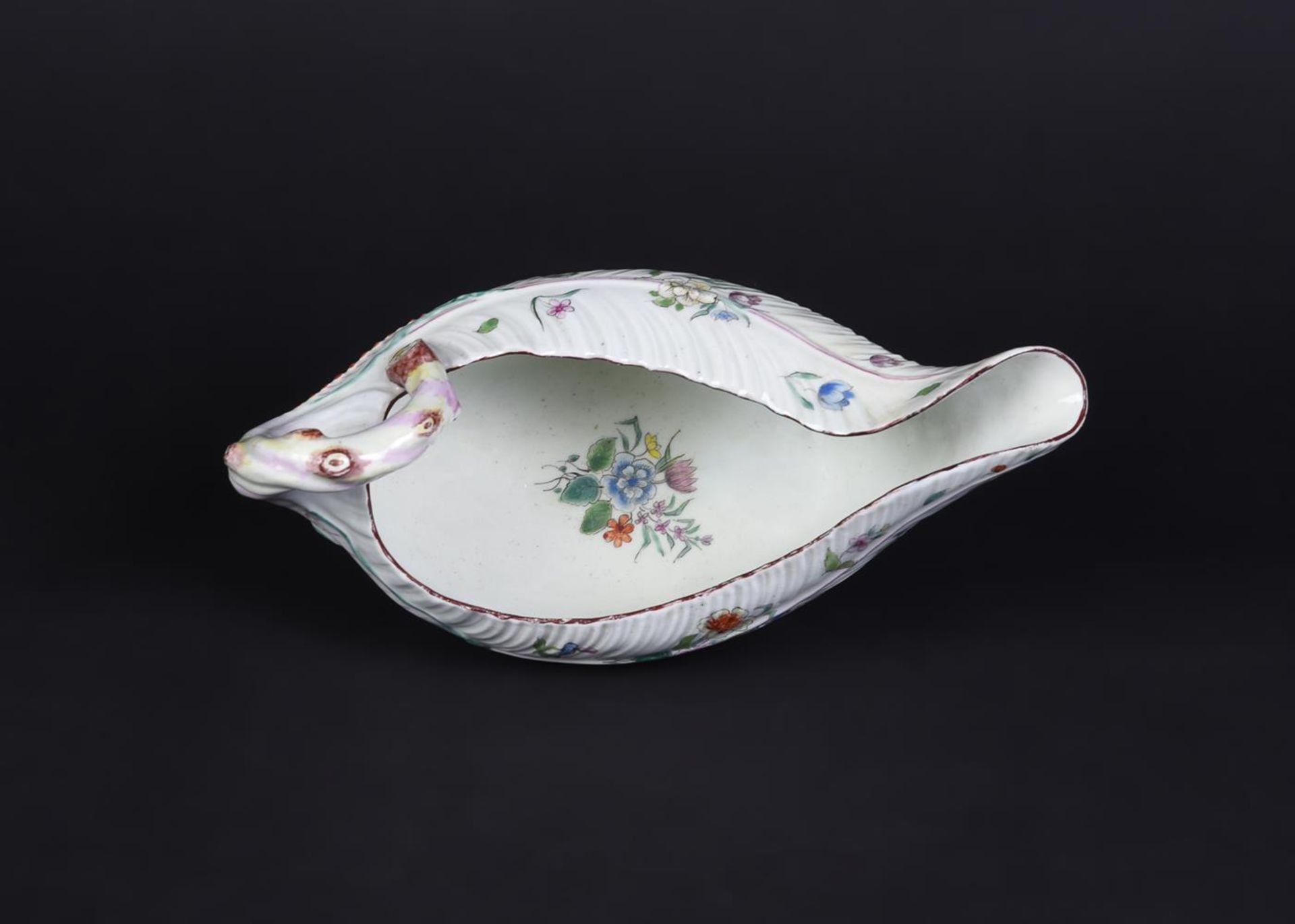 A WORCESTER POLYCHROME COS-LETTUCE LEAF SAUCE BOAT - Image 5 of 7