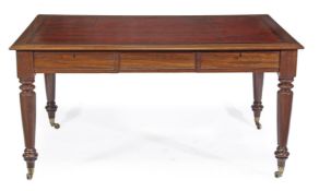 A VICTORIAN MAHOGANY PARTNERS WRITING TABLE