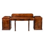 A LARGE MAHOGANY PEDESTAL SIDEBOARD, SECOND QUARTER 19TH CENTURY