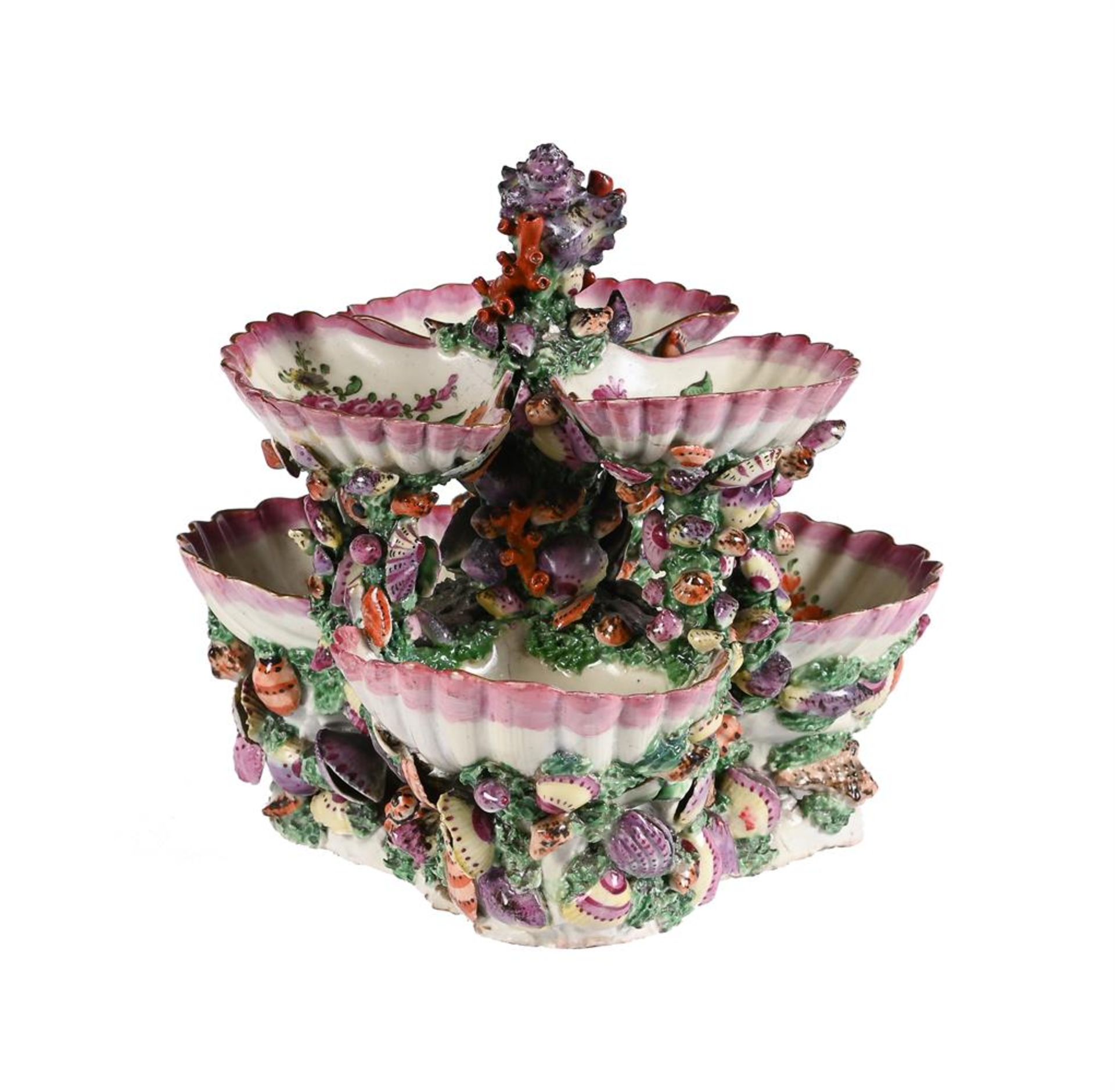 A WORCESTER POLYCHROME COS-LETTUCE LEAF SAUCE BOAT - Image 2 of 7