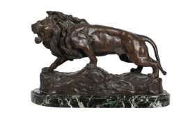 AFTER JOSEPH DESCOMPS (FRENCH, 1872-1948), A BRONZE FIGURE OF A LION