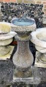 A GRANITE BALUSTER AND BRASS SUNDIAL AND BASE