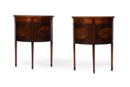 Y A PAIR OF MAHOGANY AND EBONY STRUNG VITRINE CABINETS IN GEORGE III STYLE