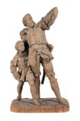 A SWISS CARVED OAK FIGURE OF WILLIAM TELL AND HIS SON