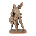 A SWISS CARVED OAK FIGURE OF WILLIAM TELL AND HIS SON