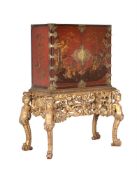 A LACQUER CABINET ON GILTWOOD STAND IN LATE 17TH CENTURY STYLE