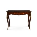 Y A KINGWOOD, MARQUETRY AND GILT METAL MOUNTED CENTRE TABLE OR WRITING TABLE, IN LOUIS XV STYLE