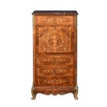 Y A FRENCH KINGWOOD, MARQUETRY INLAID AND GILT METAL MOUNTED ESCRITOIRE