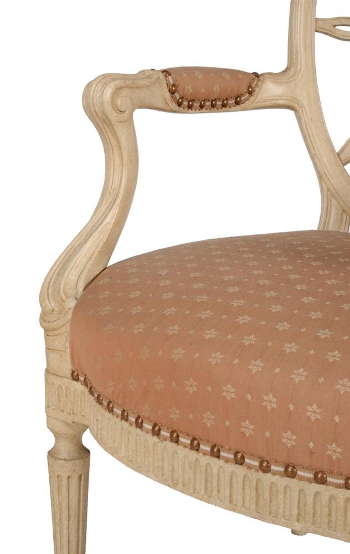 A PAIR CREAM-PAINTED ARMCHAIRS IN GEORGE III STYLE - Image 4 of 4