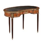 Y A FRENCH KINGWOOD PARQUETRY, MAHOGANY AND GILT METAL MOUNTED WRITING TABLE