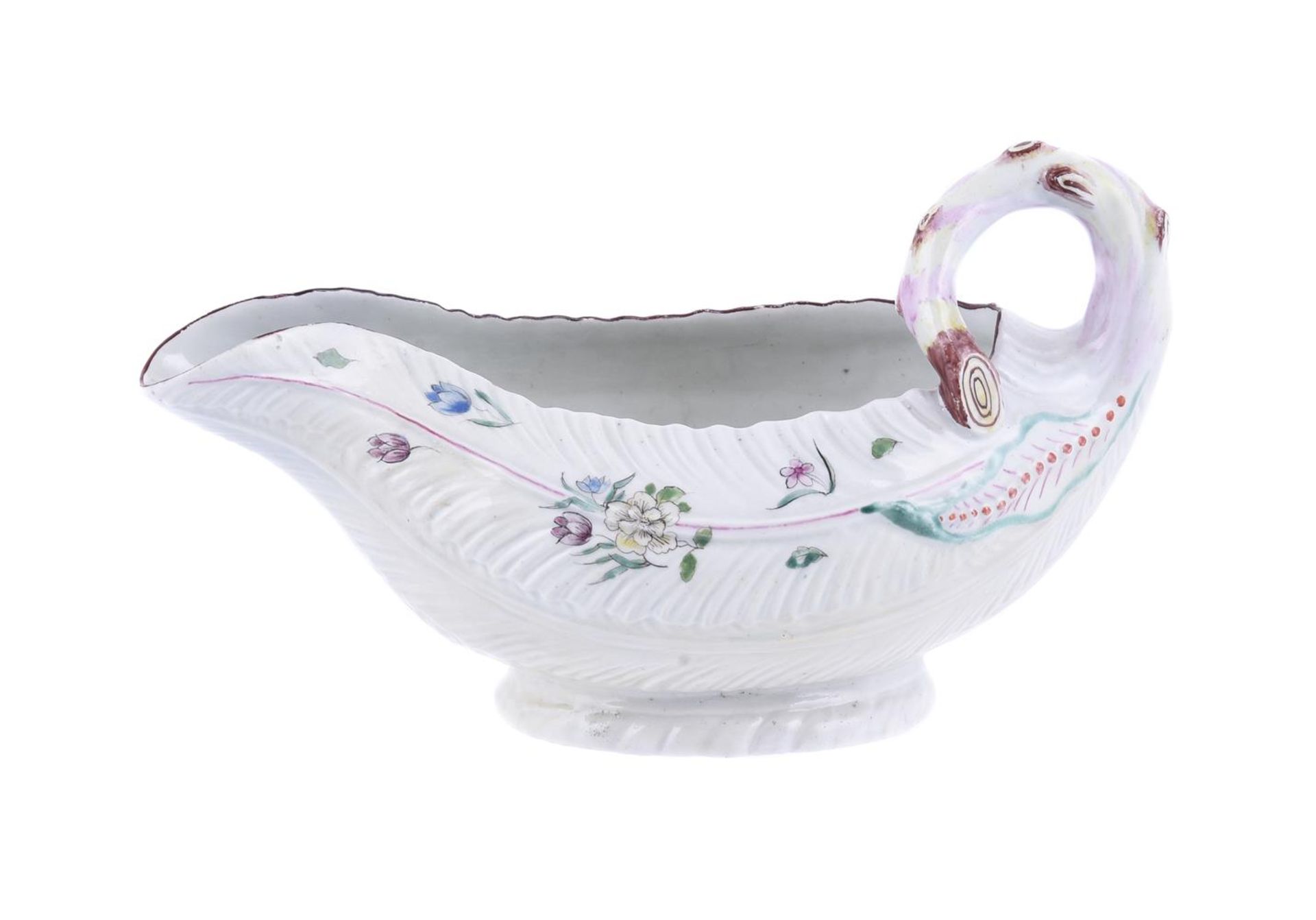 A WORCESTER POLYCHROME COS-LETTUCE LEAF SAUCE BOAT - Image 3 of 7