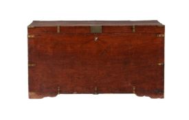 A HARDWOOD AND BRASS MOUNTED CAMPAIGN TRUNK