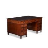 A REGENCY MAHOGANY PARTNER'S PEDESTAL DESK