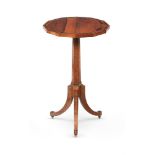 Y A REGENCY ROSEWOOD, BRASS INLAID AND GILT METAL MOUNTED DODECAGONAL TRIPOD TABLE