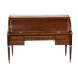 A FRENCH LARGE BRASS-MOUNTED MAHOGANY BUREAU A CYLINDRE