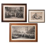 A SET OF THREE PRINTS, TO INCLUDE THE WATERLOO BANQUET AT APSLEY HOUSE, AFTER WILLIAM SALTER