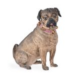 AN AUSTRIAN COLD PAINTED TERRACOTTA MODEL OF A SEATED PUG