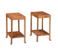 A PAIR OF ART DECO GOLDEN SOFTWOOD OCCASIONAL TABLES