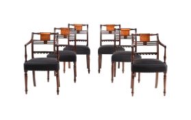 A SET OF SIX MAHOGANY DINING CHAIRS IN REGENCY STYLE