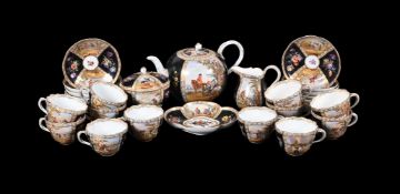 A MEISSEN (OUTSIDE-DECORATED) BLACK-GROUND TEA SERVICE