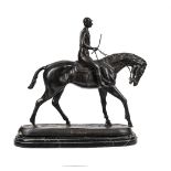 AFTER ISIDORE BONHEUR (1827-1901), A BRONZE GROUP OF A HORSE AND JOCKEY