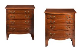 A PAIR OF MAHOGANY BOW FRONT CHESTS OF DRAWERS